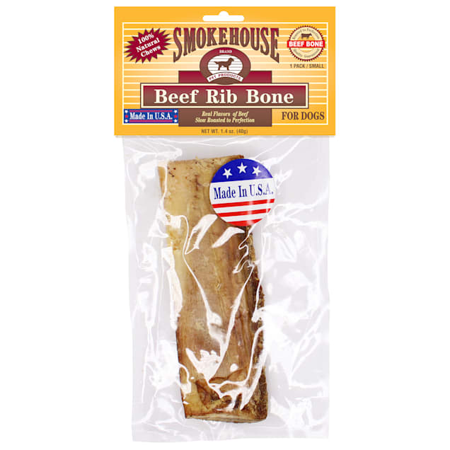 Smokehouse 100 Natural Beef Rib Bone Dog Treats 1.4 oz. Petco