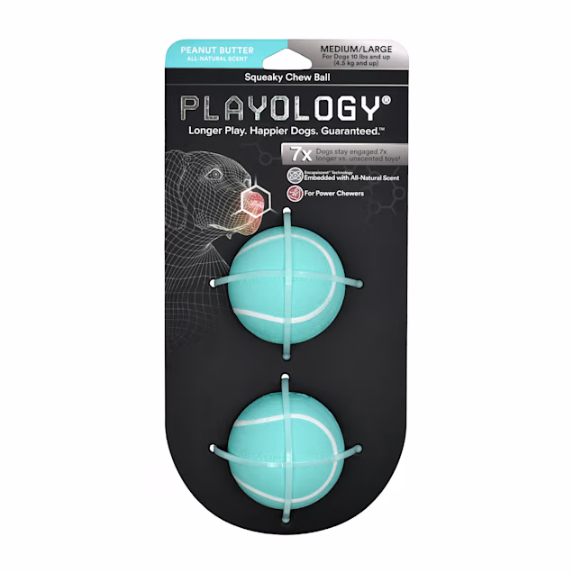 Playology Peanut Butter Chew Ball Dog Toy, Small, Petco