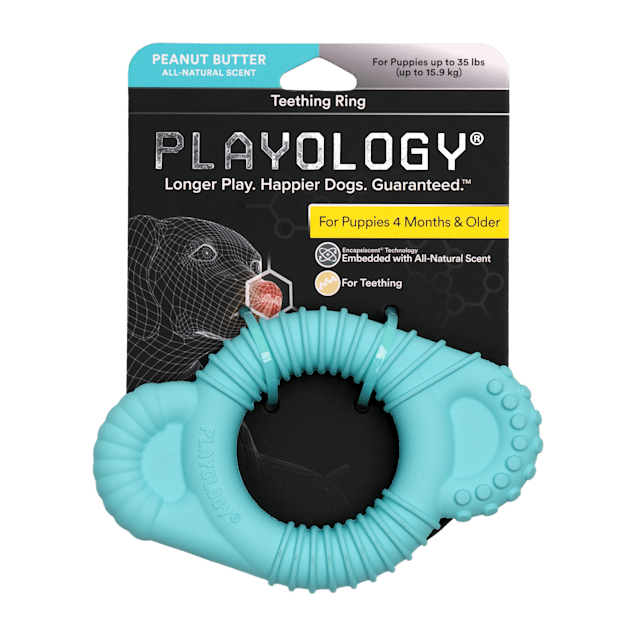 Playology Puppy Teething Ring Dog Toy Peanut Butter