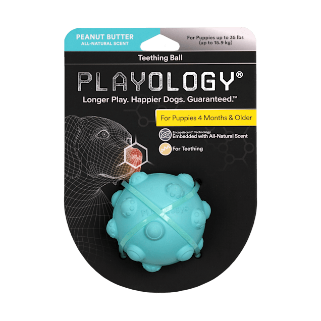 Playology Puppy Teething Ball Peanut Butter Dog Toy, Large Petco