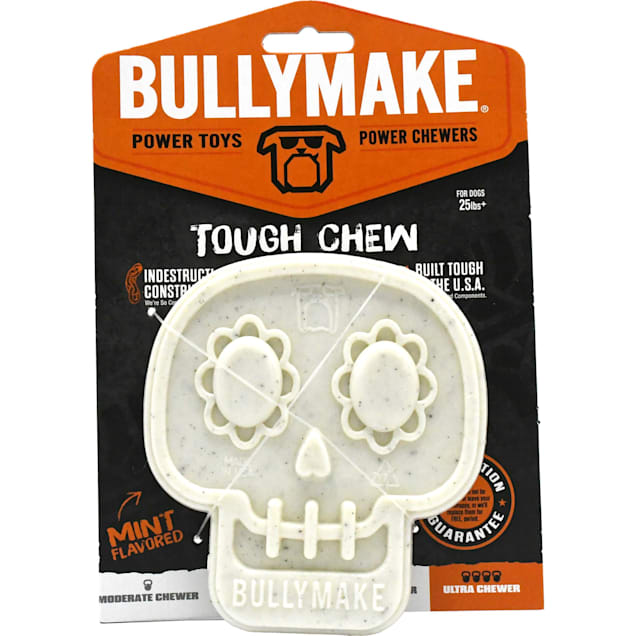 Bullymake White Durable Mint Flavored Nylon Sugar Skull Tough Chew Toy
