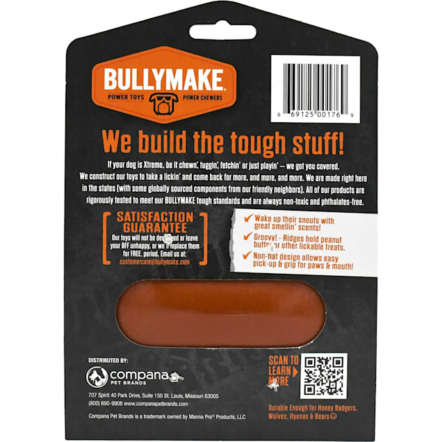 Bullymake Red Durable Peanut Butter Flavored Nylon Candy Bar Tough