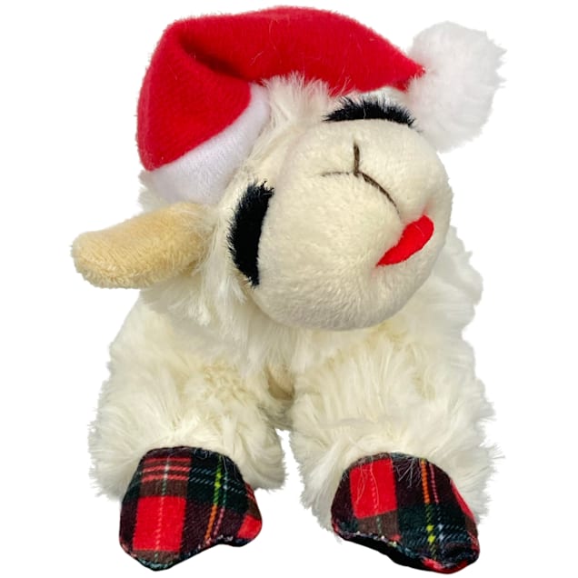 Multipet International Holiday Lamb Chop with Santa Hat and Plaid