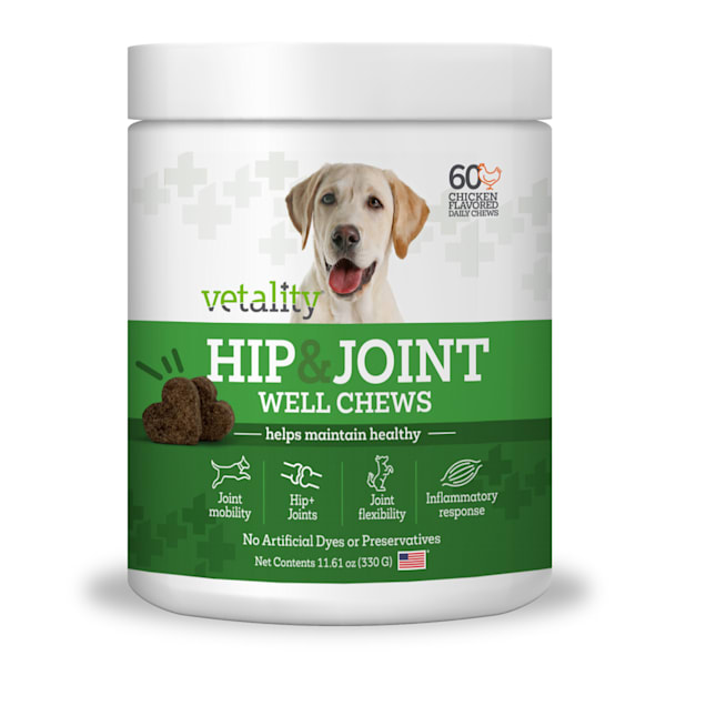 Vetality Hip & Joint Chicken Flavor Chews for Dogs, Count of 60 | Petco