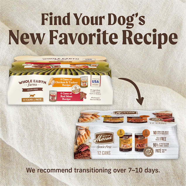 Whole Earth Farms Grain Free Chicken and Turkey, Red Meat Pate Wet Dog Food Variety Pack, 12.7 oz., Count of 12