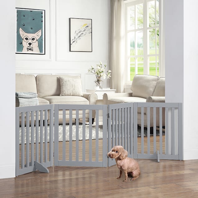 Unipaws Gray Free Standing Pet Gate 80 L X 0.71 W X 24 H