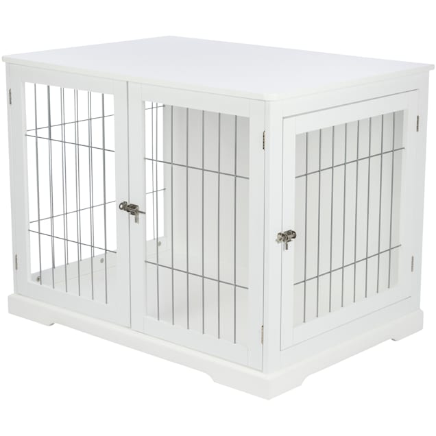 TRIXIE White Wooden Wire Crate Pet Home End Table 27