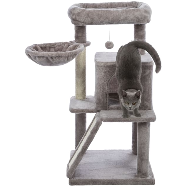 TRIXIE Pepito Plush & Sisal 2-Level Cat Tree with Scratching Posts & Condo, 39.4'' H - Carousel image #1