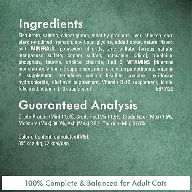 Fancy Feast Medleys Wild Salmon Florentine with Garden Greens Delicate Sauce Wet Cat Food 3 oz. Petco