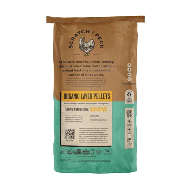 Scratch Peck Organic Layer Pellets for Chicken Duck 25 lbs