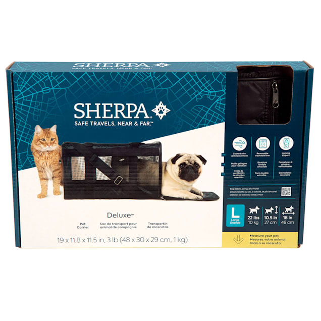 Sherpa Deluxe Black Airline Approved Soft Sided Dog Cat Carrier