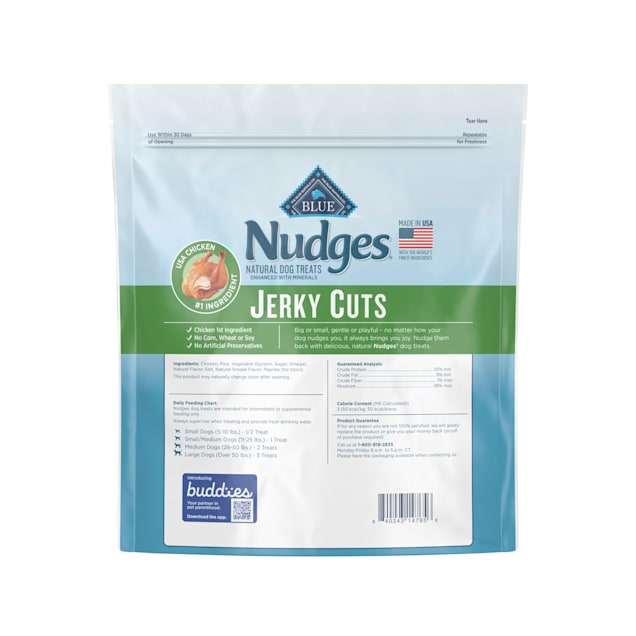 Blue Buffalo Nudges Chicken Jerky Cuts Natural Dog Treats 36 oz