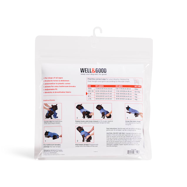 Well Good Dog Recovery Suit Small Medium Blue