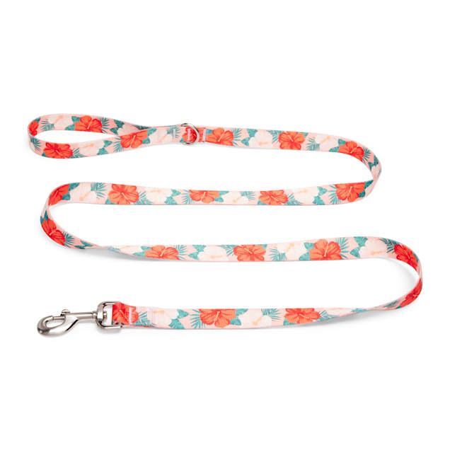 YOULY Hawaiian Floral Dog Leash 6 ft Zinc Finish
