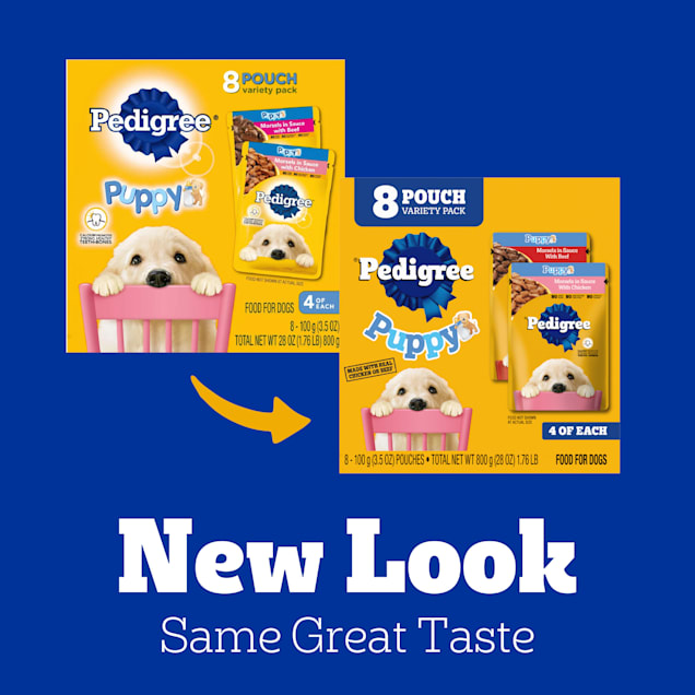 Pedigree Puppy Soft Wet Dog Food Variety Pack 3.5 oz Pouches 8 Pack