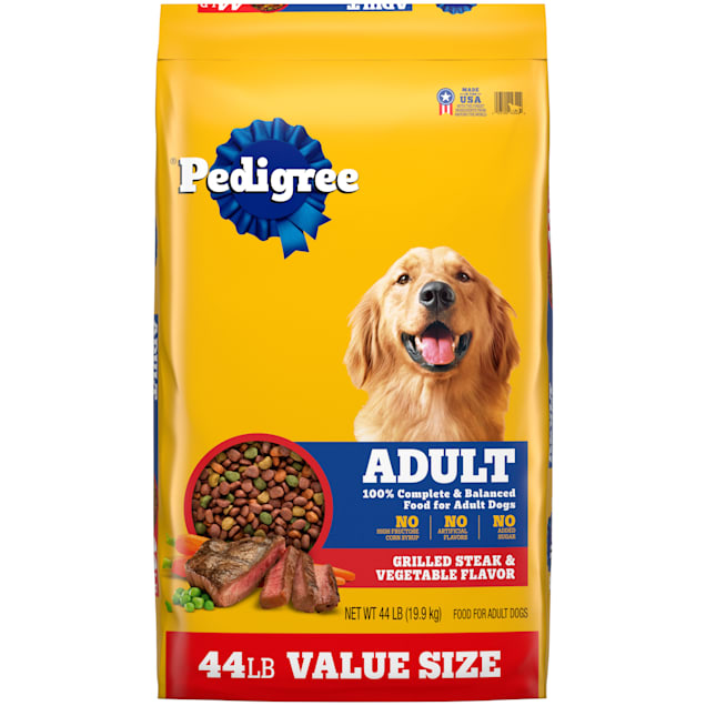 Pedigree Complete Nutrition Grilled Steak & Vegetable Flavor Kibble Adult Dry Dog Food , 44 lbs. - Carousel image #1