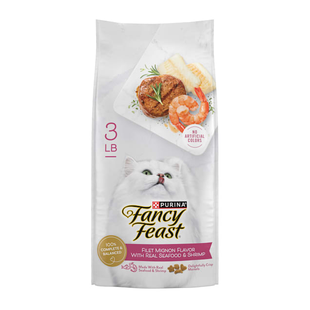 Purina Fancy Feast Dry Cat Food Filet Mignon Flavor with Seafood and Shrimp 3 lbs