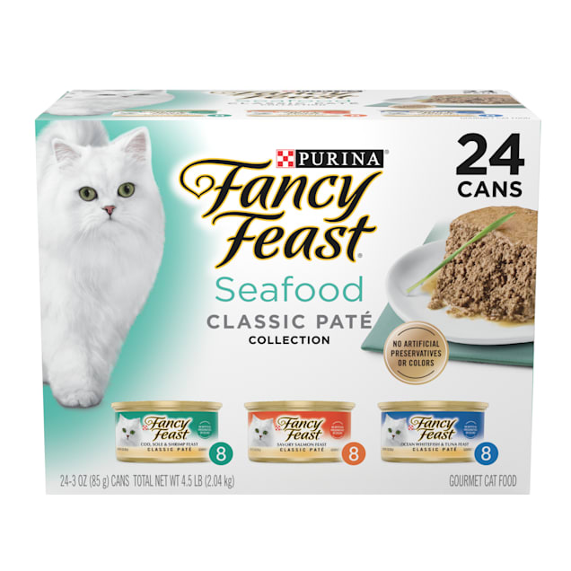Fancy Feast Grain Free Seafood Classic Pate Collection Wet Cat Food ...