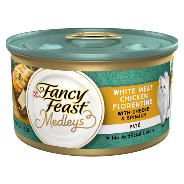 Fancy Feast Medleys White Meat Chicken Florentine With Cheese & Garden Greens Pate Wet Cat Food, 3 oz., Case of 24 - Carousel image #1