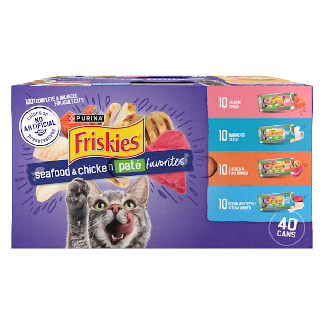 Friskies Pate Favorites Seafood and Chicken Wet Canned Cat Food