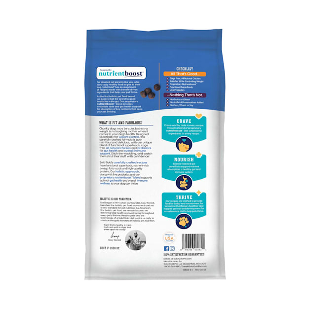 Solid Gold Nutrientboost Fit Fabulous Chicken Dry Dog Food 22 lbs