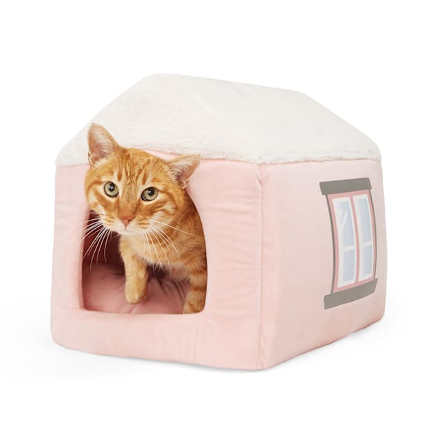 EveryYay Pink Convertible Hooded Cat Bed 16 x14