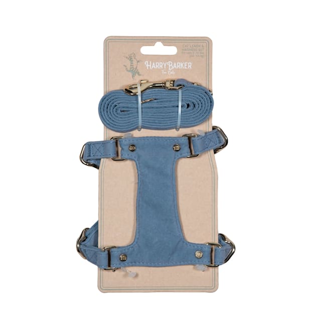 Harry Barker Blue Velvet Cat Harness Leash Set Petco