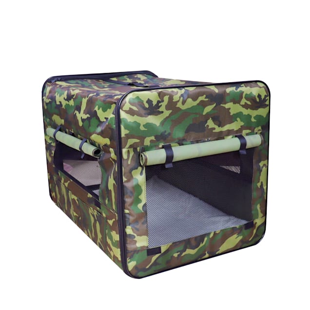 Go Pet Club Foldable Soft Sided Polyester Pet Crate Camo