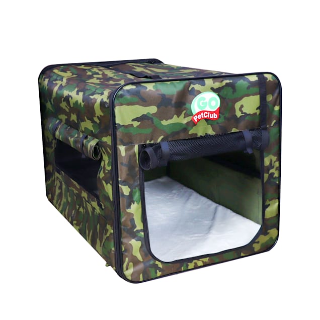 Go Pet Club Foldable Soft Sided Polyester Pet Crate Camo