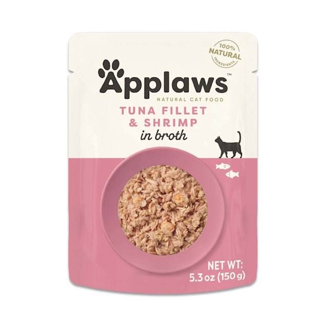 Applaws Limited Ingredient Tuna with Shrimp in Broth  Wet Cat Food, 5.3 oz., Case of 12 - Carousel image #1