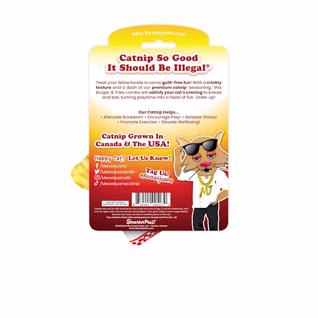 Meowijuana Get Hungry Refillable Burger & Fries Cat Toy, Small, 2