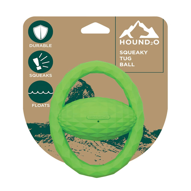 Hound2O Green Squeaky Tug Ball Dog Toys, Medium - Carousel image #1