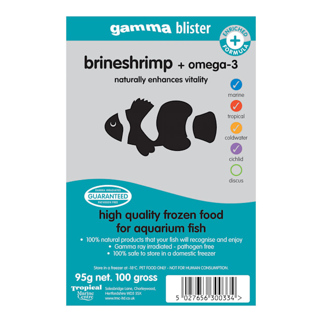 Tropical Marine Centre Gamma Frozen Food Brine Shrimp Omega 3 Blister Pack Fish Food 570 Grams Pack of 6