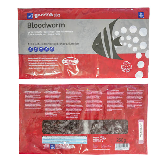 Tropical Marine Centre Gamma Frozen Food Bloodworms Slice Pack Fish Food 750 Grams Pack of 3
