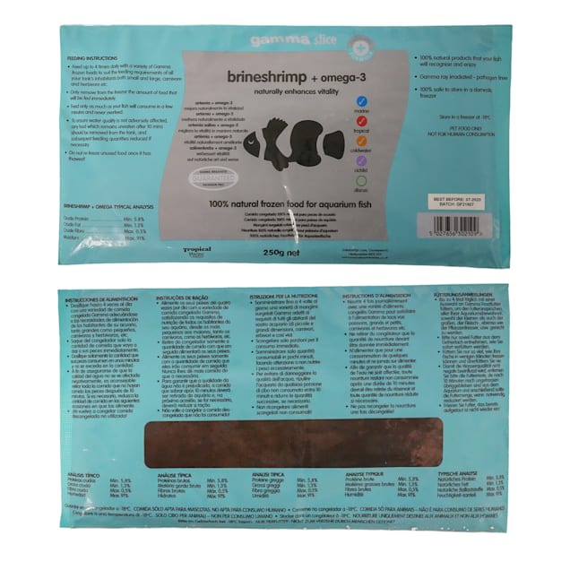 Gamma Slice Frozen Brine Shrimp Plus Omega 3 Fish Food 9 oz