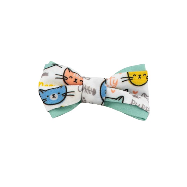 Kitty City Green Cat Doodles Bowtie Collar Slider - Carousel image #1