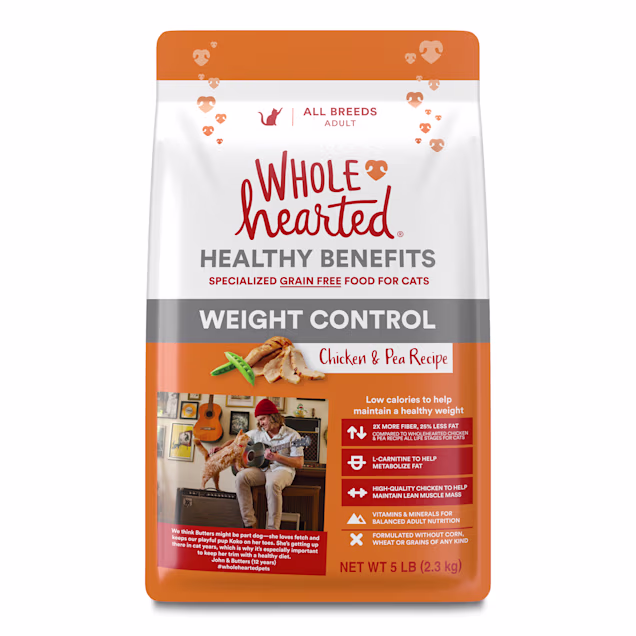 WholeHearted Grain-Free Weight Control Chicken and Pea Recipe Dry Cat Food, 5 lbs. - Carousel image #1