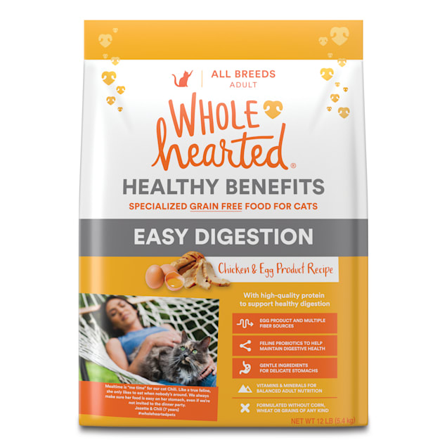 WholeHearted Healthy Digestion Chicken and Egg Product Recipe Dry Cat Food, 12 lbs. - Carousel image #1