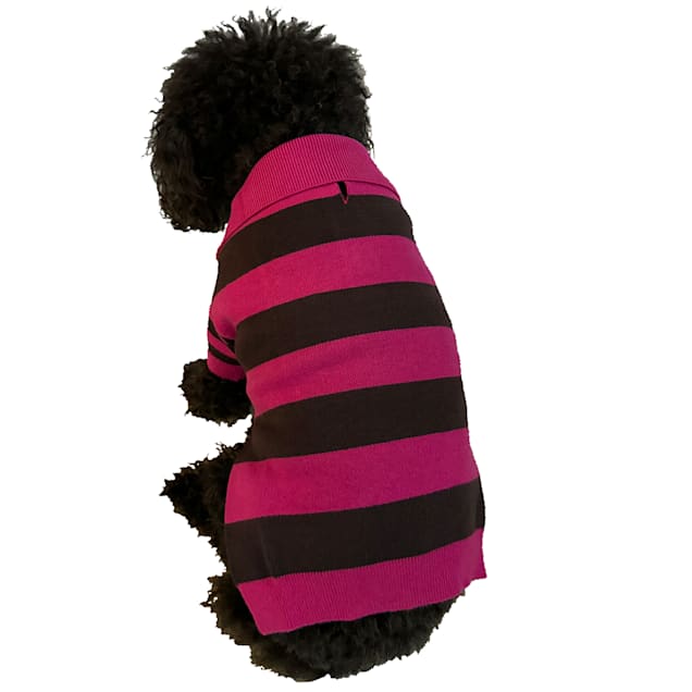 The Howls Mix Stripe Polo Dog Sweater, Small, Pink/Brown - Carousel image #1