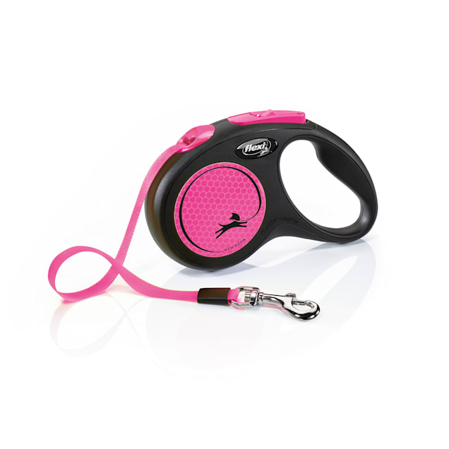 Flexi New Neon Tape Pink Reflective Retractable Dog Leash Medium 16 ft