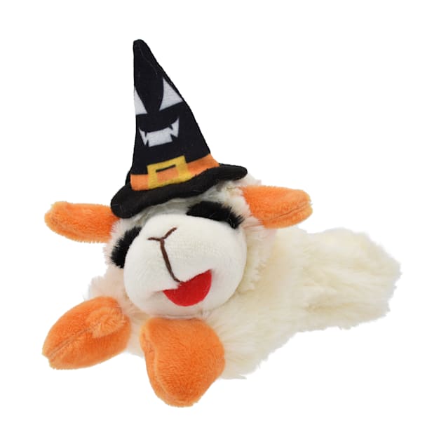 Multipet International Halloween Lamb Chop with Jack O Lantern Witch Hat Dog Toy, Small - Carousel image #1