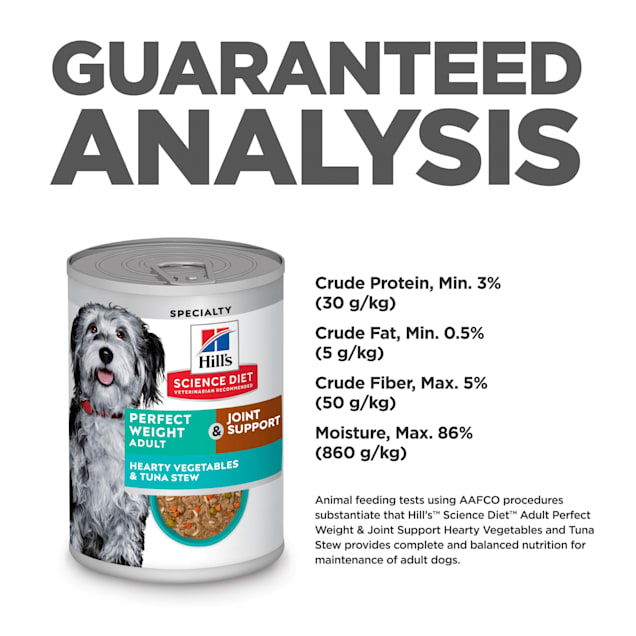 Hill s Science Diet Adult Perfect Weight Joint Support Hearty Vegetables Tuna Stew Canned Wet Dog Food 12.5 oz Can 12 Count