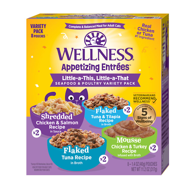 Wellness Appetizing Entrees Little a This Little a That Seafood Poultry Natural Wet Cat Food Variety Pack 1.4 oz. Pack of 8 Petco