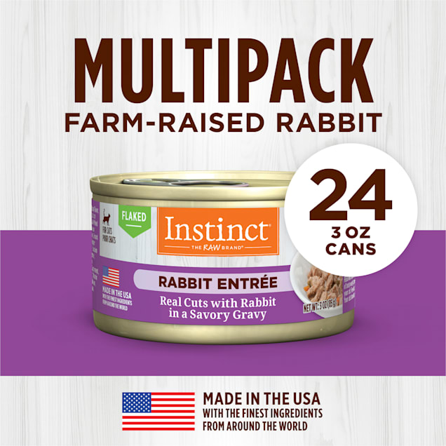 Instinct Rabbit Entree Grain Free Flaked Wet Cat Food 3 oz Can Case of 24