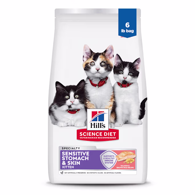 Hill's Science Diet Kitten Sensitive Stomach & Skin Salmon & Brown Rice Recipe Dry Cat Food, 6 lbs. - Carousel image #1