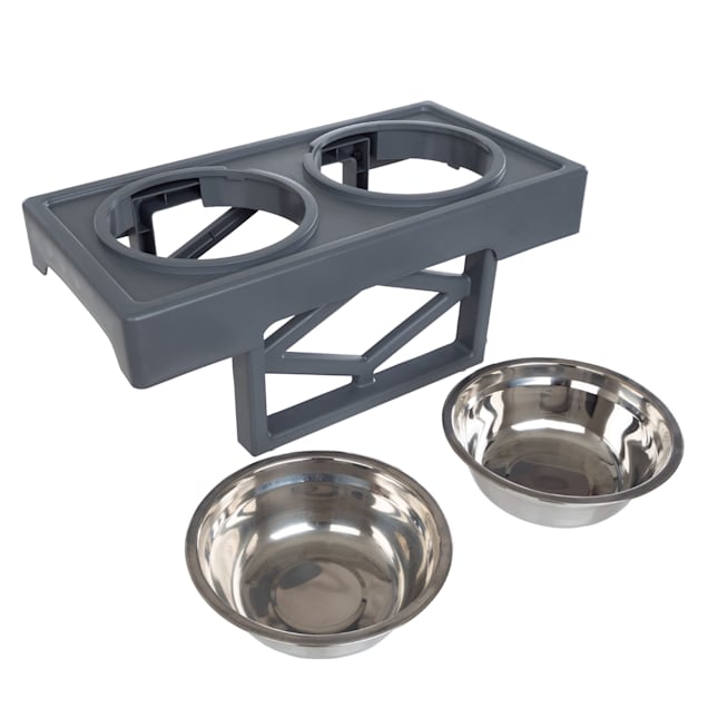 Petmaker Adjustable Elevated Dog Bowl Stand Gray