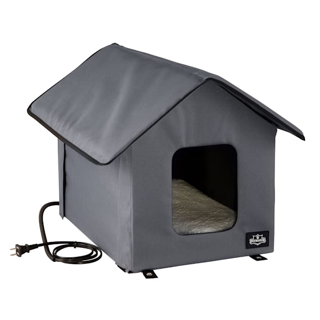 Pet Adobe Heated Cat House with Sherpa Pad 17.5 L X 13 W X 16 H Gray