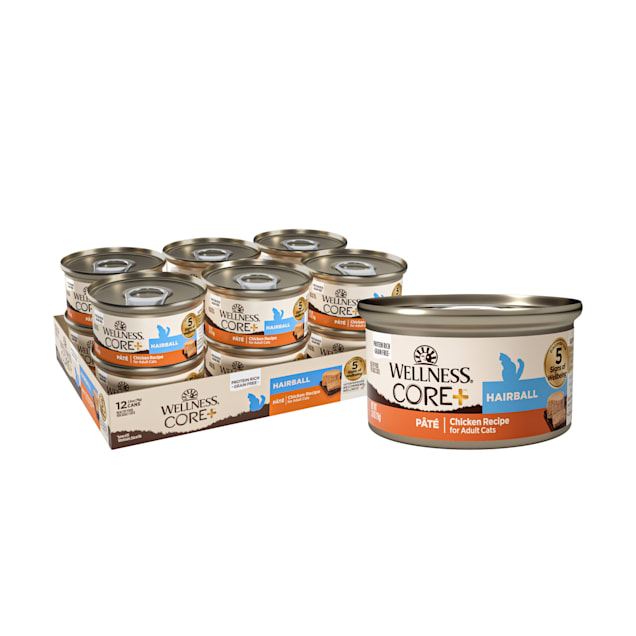 Wellness Core Hairball Chicken Pate Natural Wet Cat Food 2.8 oz Can Case of 12