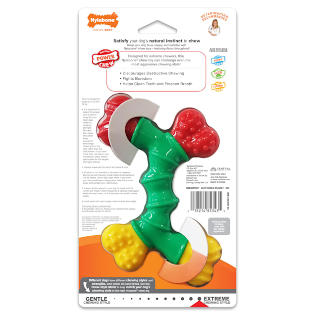 Nylabone Power Chewy Prime Rib Holiday Double Bone Dog Chew Toy