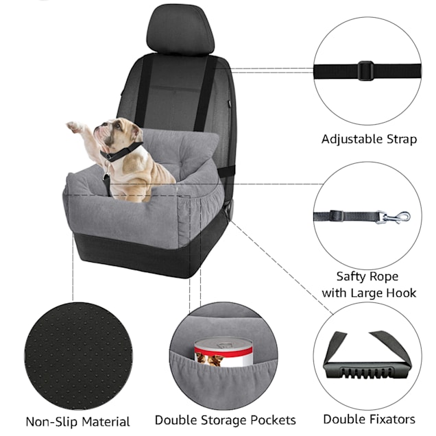 UniPaws Small Dog Car Seat Storage Grey